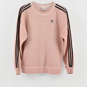 Adidas Womens Three Stripe Sweatshirt Size XS Dust Pearl Trefoil Pullover Crew